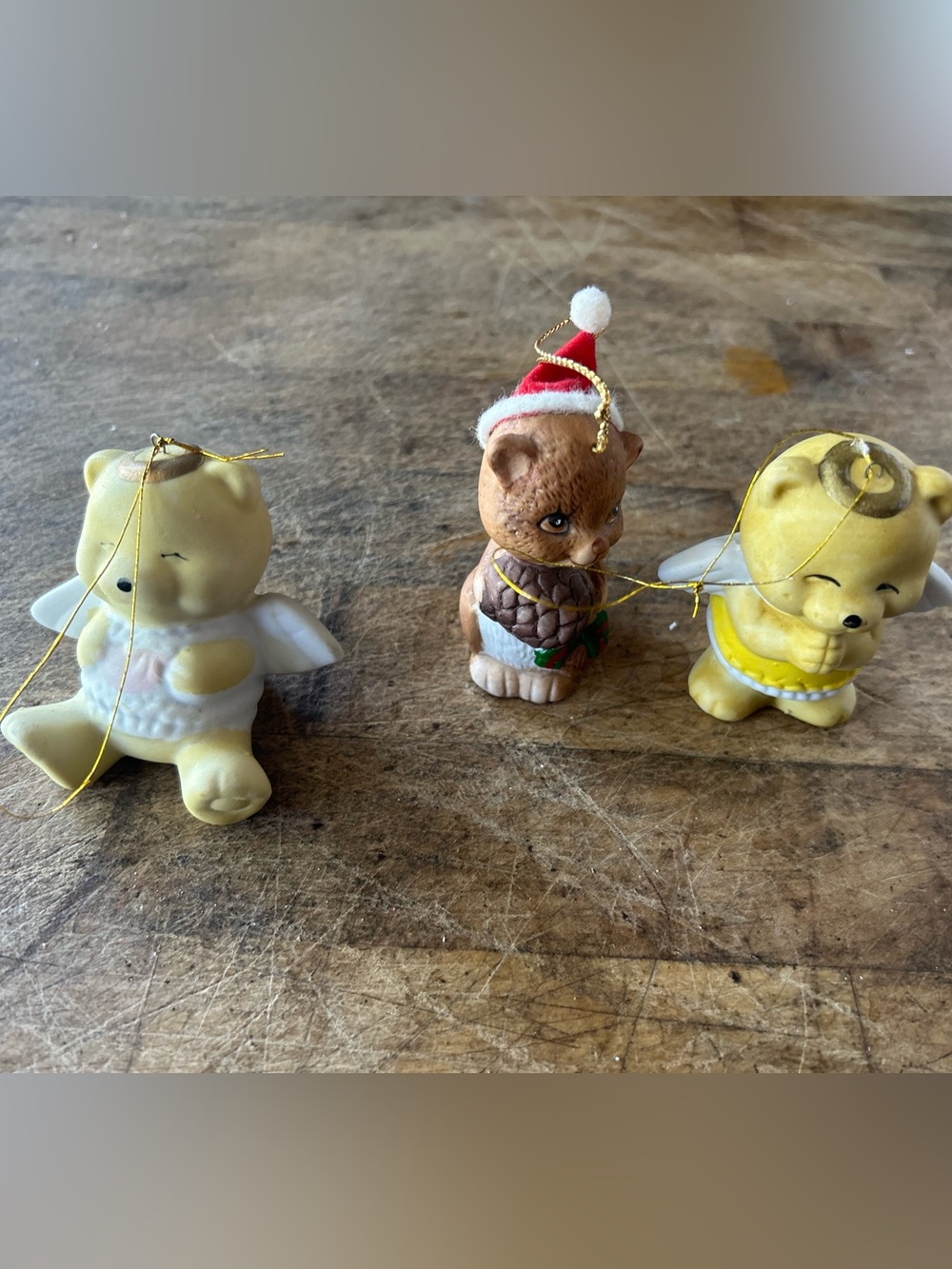 Vintage squirrel bell ornament & 2-Bear Angels